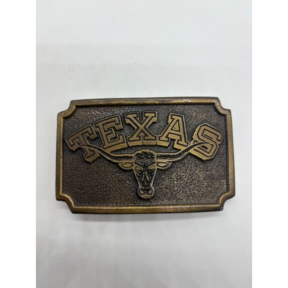 Vintage Limited Edition Texas Longhorn Cast Iron Belt Buckle Bronze 3 x 2.5" - Picture 1 of 4
